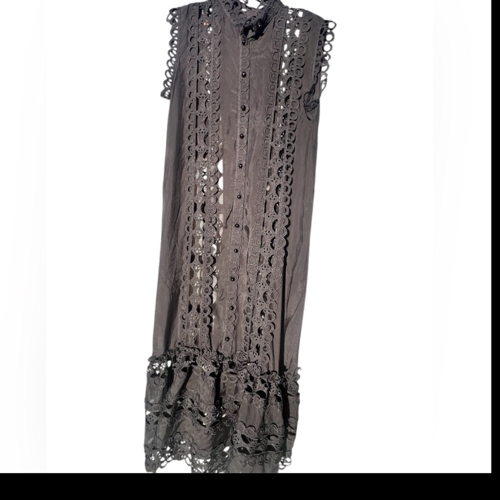 Black Eyelet Lace Maxi Dress XL – Boho Chic Button-Down Cover-Up